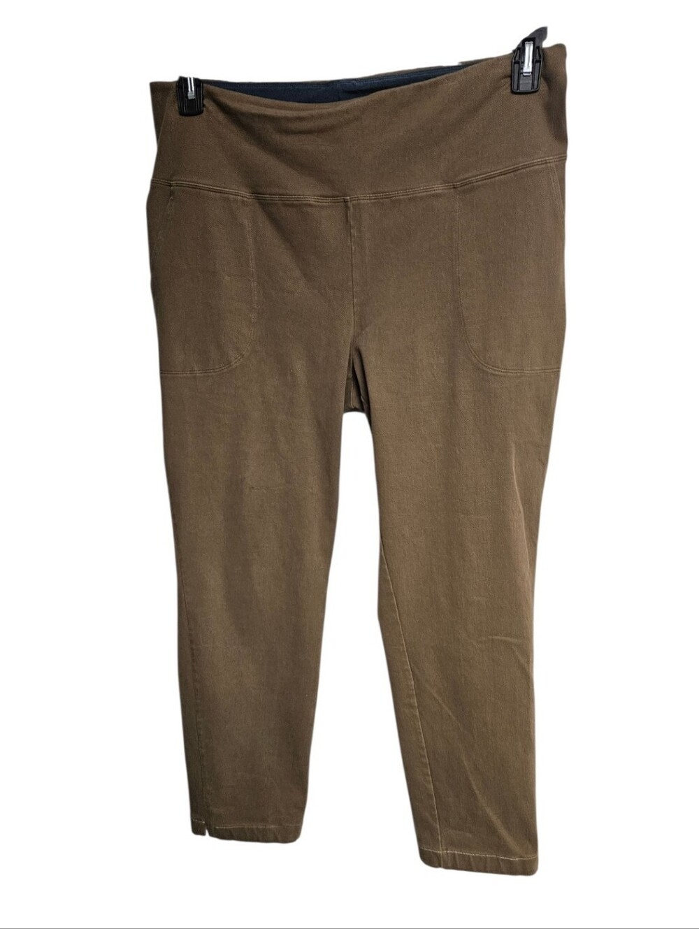 Women with Control Olive Brown Cropped High-Waist Ponte Pants